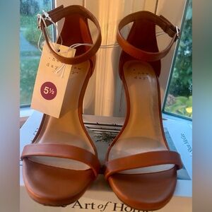 A New Day Gillie Brown/Tan Heels/Sandals.  Size 5 1/2